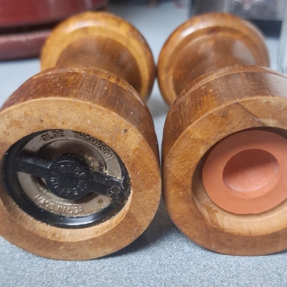 Vintage Olde Thompson Wooden Salt Shaker and Pepper Mill